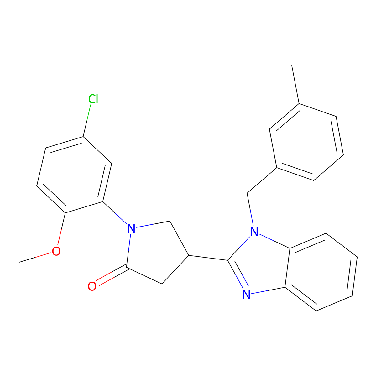 1-(5-chloro-2-methoxyphenyl)-4-[1-(3-methylbenzyl)-1H-benzimidazol-2-yl]pyrrolidin-2-one molecular structure, CAS 847397-57-3