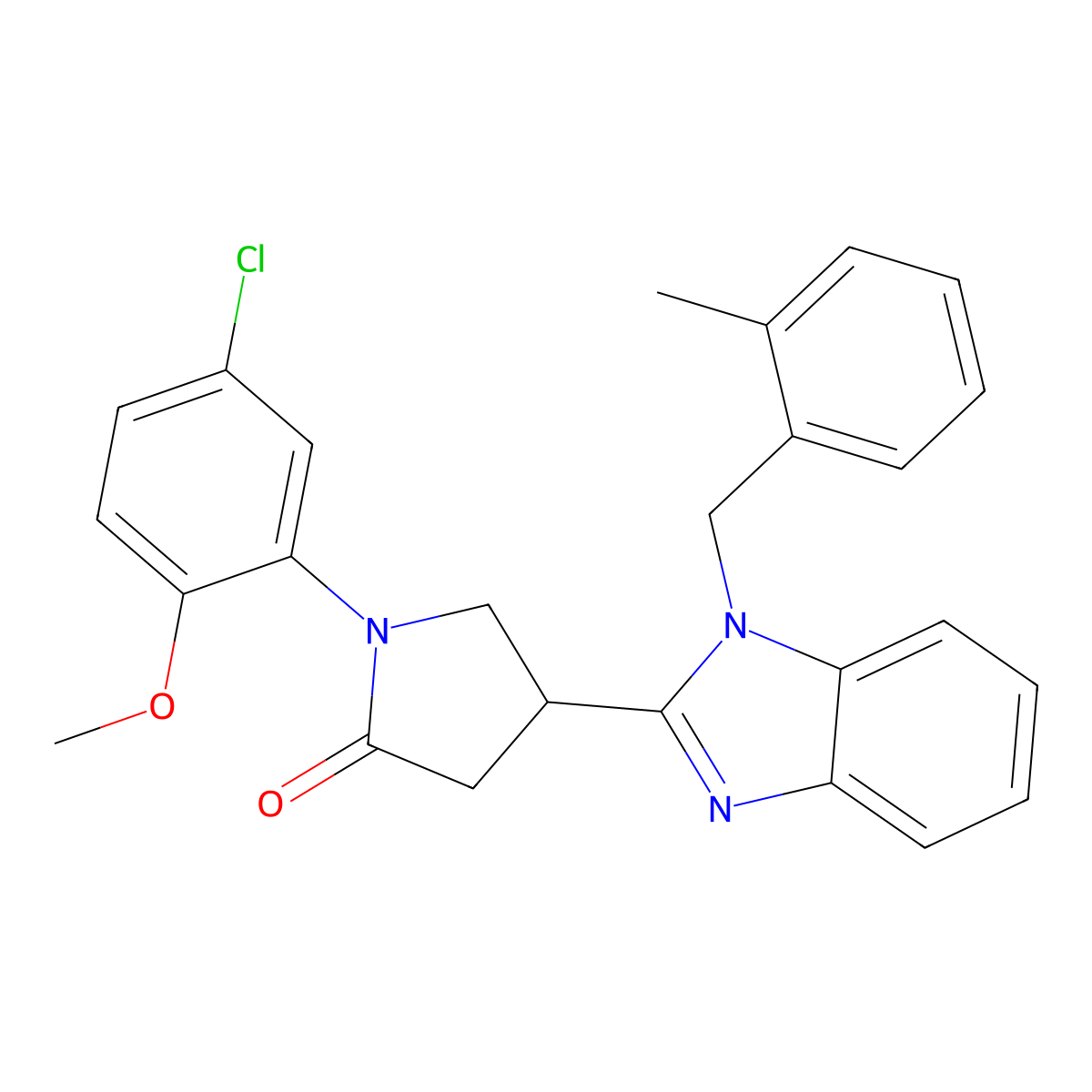 1-(5-chloro-2-methoxyphenyl)-4-[1-(2-methylbenzyl)-1H-benzimidazol-2-yl]pyrrolidin-2-one molecular structure, CAS 847397-58-4