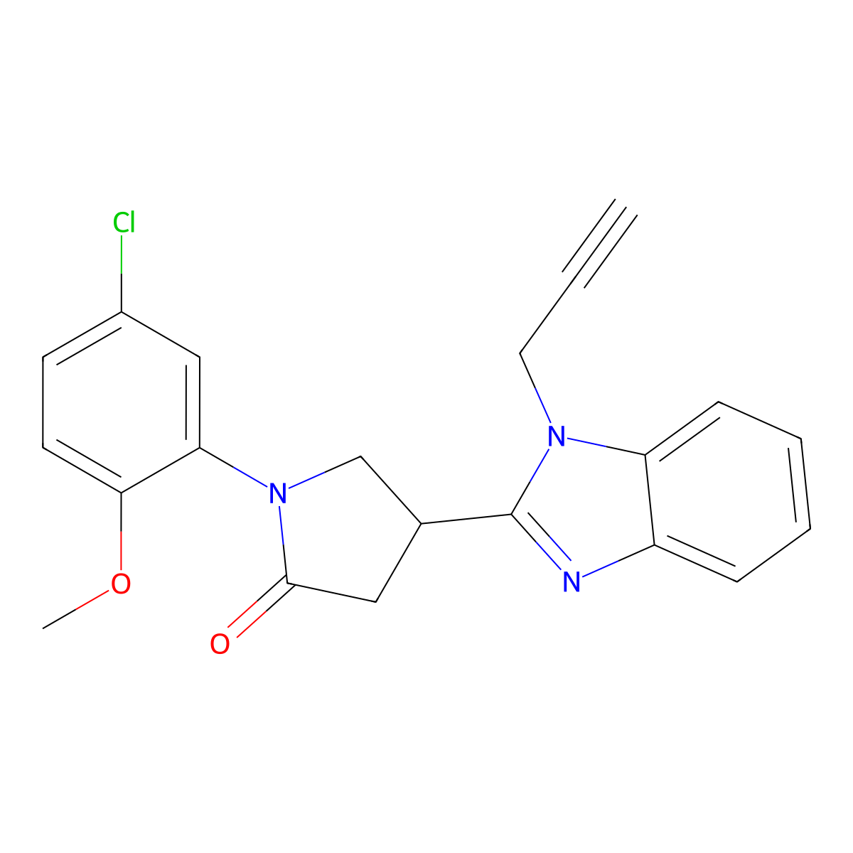 1-(5-chloro-2-methoxyphenyl)-4-(1-(prop-2-yn-1-yl)-1H-benzo[d]imidazol-2-yl)pyrrolidin-2-one molecular structure, CAS 847397-64-2