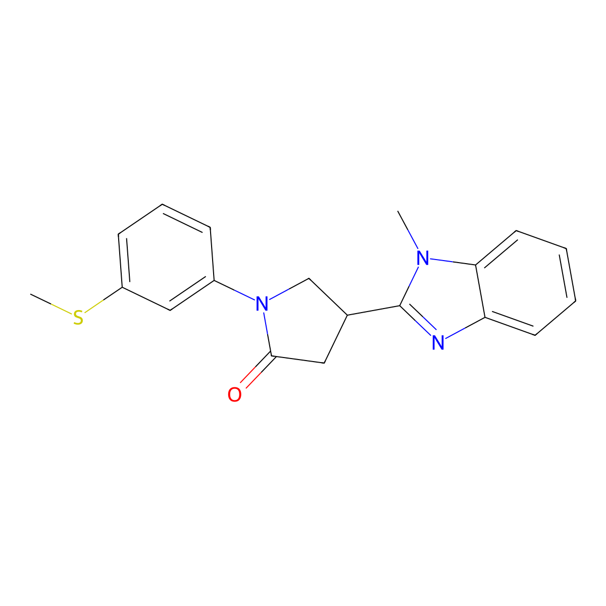 4-(1-methyl-1H-benzo[d]imidazol-2-yl)-1-(3-(methylthio)phenyl)pyrrolidin-2-one molecular structure, CAS 847397-65-3