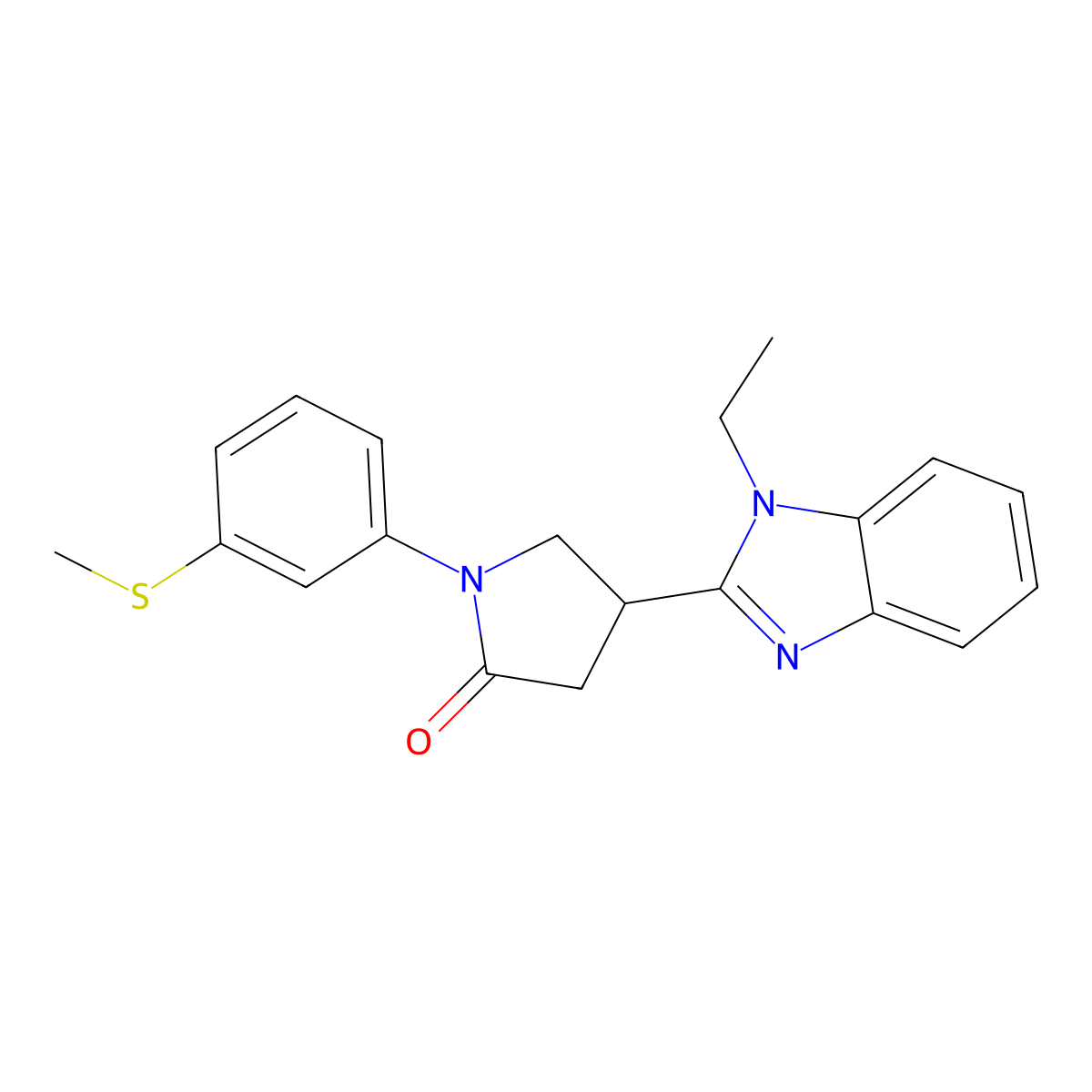4-(1-ethyl-1H-benzo[d]imidazol-2-yl)-1-(3-(methylthio)phenyl)pyrrolidin-2-one molecular structure, CAS 847397-66-4