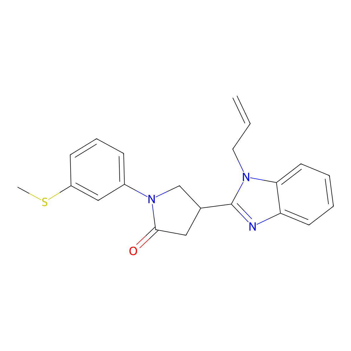4-(1-allyl-1H-benzo[d]imidazol-2-yl)-1-(3-(methylthio)phenyl)pyrrolidin-2-one molecular structure, CAS 847397-68-6