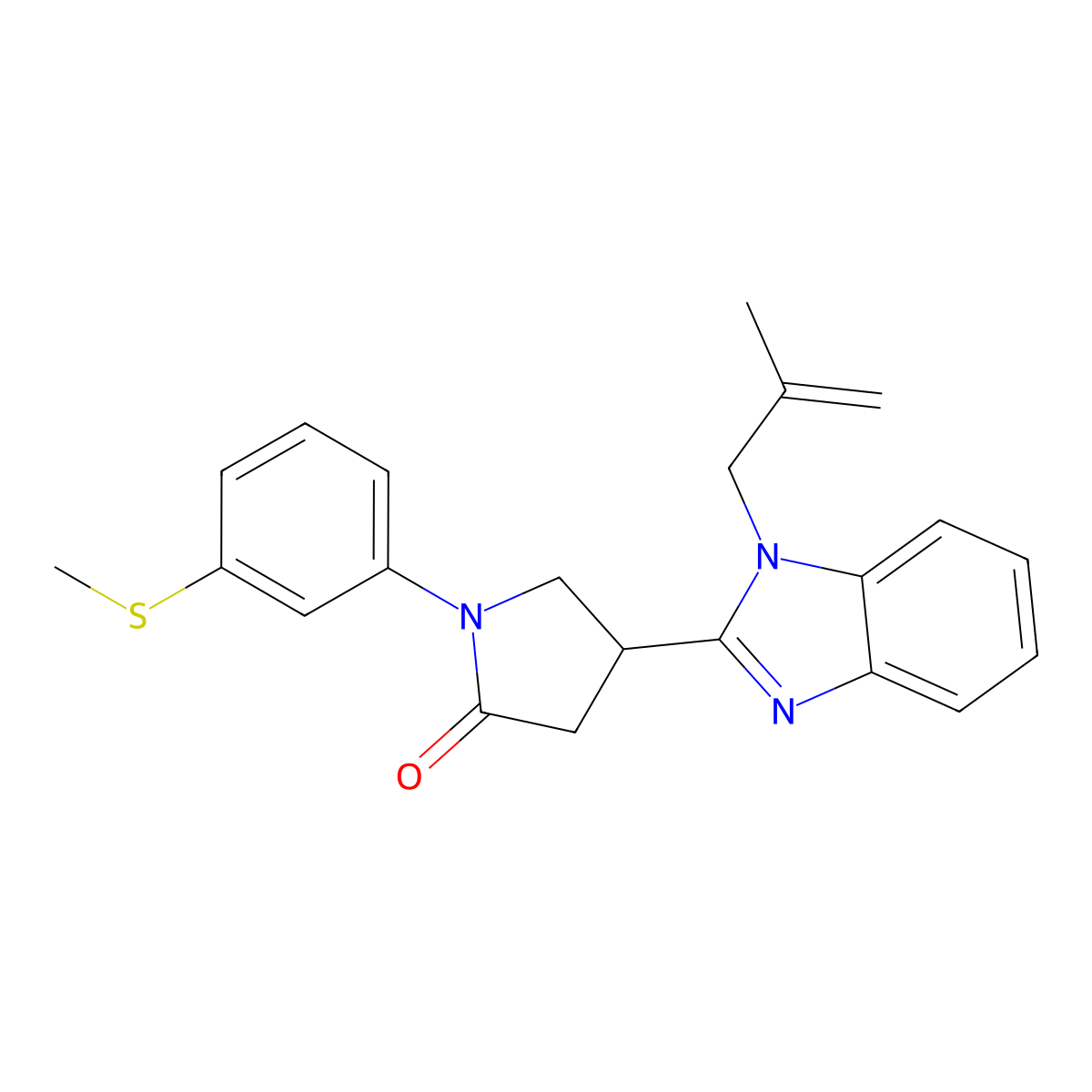 4-(1-(2-methylallyl)-1H-benzo[d]imidazol-2-yl)-1-(3-(methylthio)phenyl)pyrrolidin-2-one molecular structure, CAS 847397-69-7