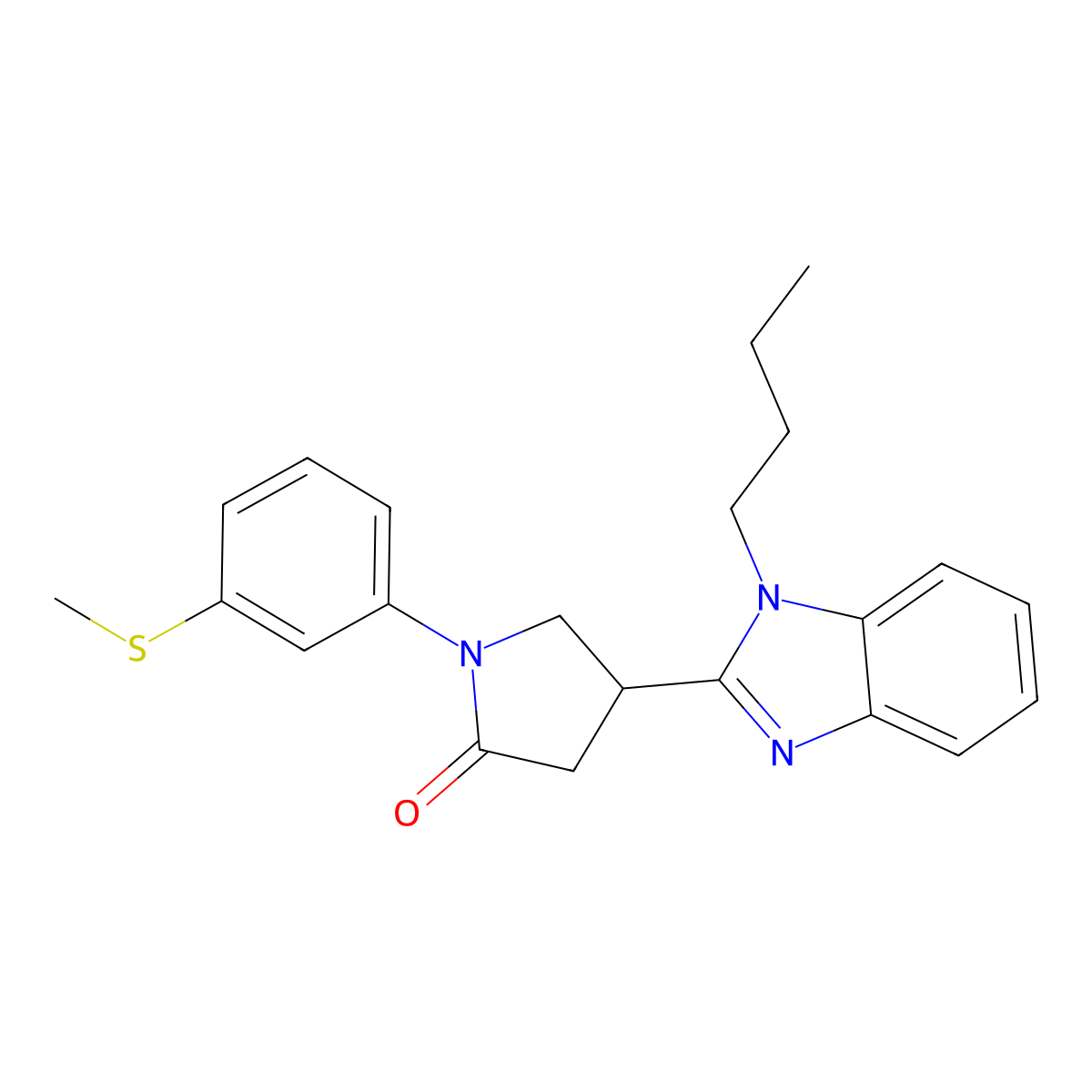 4-(1-butyl-1H-benzo[d]imidazol-2-yl)-1-(3-(methylthio)phenyl)pyrrolidin-2-one molecular structure, CAS 847397-71-1