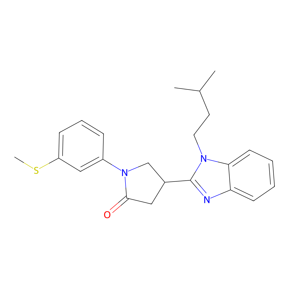 4-(1-isopentyl-1H-benzo[d]imidazol-2-yl)-1-(3-(methylthio)phenyl)pyrrolidin-2-one molecular structure, CAS 847397-72-2