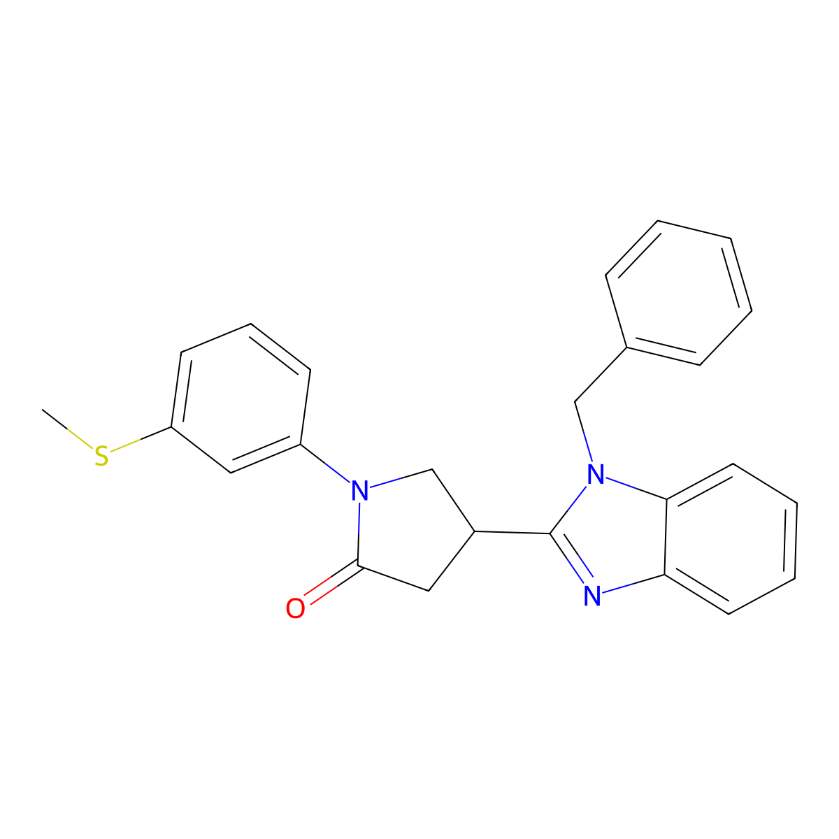 4-(1-benzyl-1H-benzo[d]imidazol-2-yl)-1-(3-(methylthio)phenyl)pyrrolidin-2-one molecular structure, CAS 847397-74-4