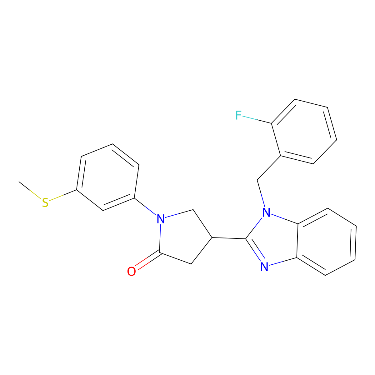 4-(1-(2-fluorobenzyl)-1H-benzo[d]imidazol-2-yl)-1-(3-(methylthio)phenyl)pyrrolidin-2-one molecular structure, CAS 847397-75-5