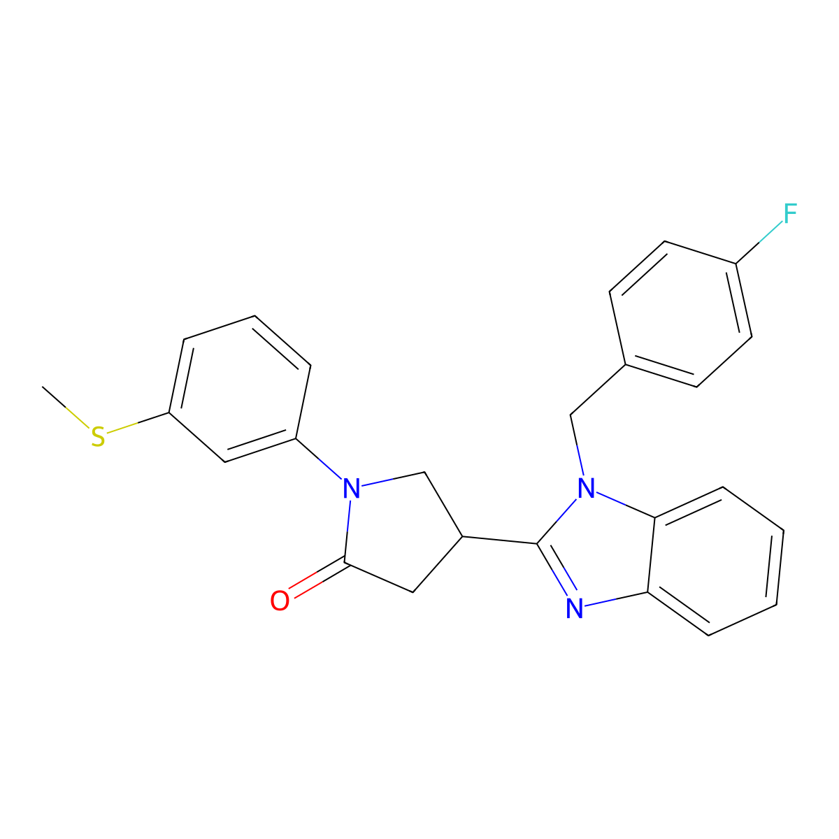 4-{1-[(4-fluorophenyl)methyl]-1H-1,3-benzodiazol-2-yl}-1-[3-(methylsulfanyl)phenyl]pyrrolidin-2-one molecular structure, CAS 847397-76-6