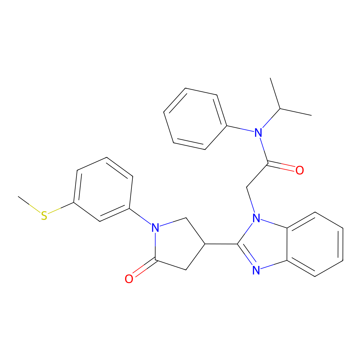 2-[2-[1-(3-methylsulfanylphenyl)-5-oxopyrrolidin-3-yl]benzimidazol-1-yl]-N-phenyl-N-propan-2-ylacetamide molecular structure, CAS 847397-77-7