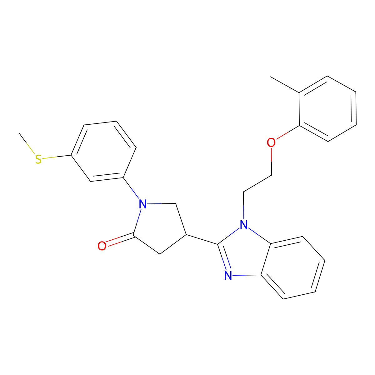 1-(3-(methylthio)phenyl)-4-(1-(2-(o-tolyloxy)ethyl)-1H-benzo[d]imidazol-2-yl)pyrrolidin-2-one molecular structure, CAS 847397-79-9