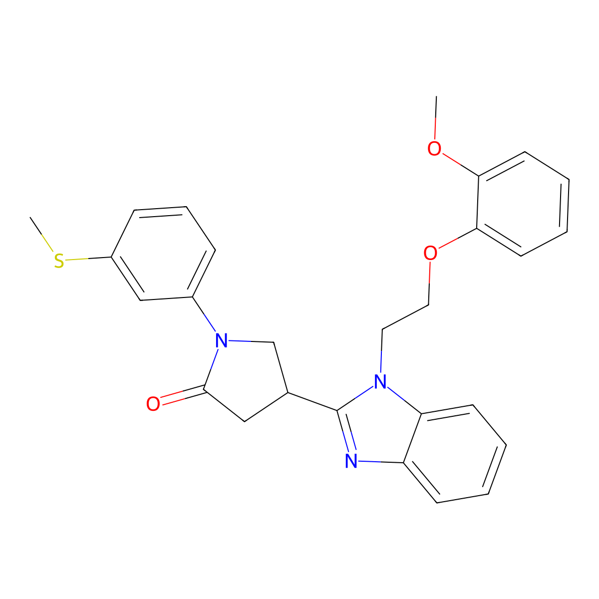 4-(1-(2-(2-methoxyphenoxy)ethyl)-1H-benzo[d]imidazol-2-yl)-1-(3-(methylthio)phenyl)pyrrolidin-2-one molecular structure, CAS 847397-82-4