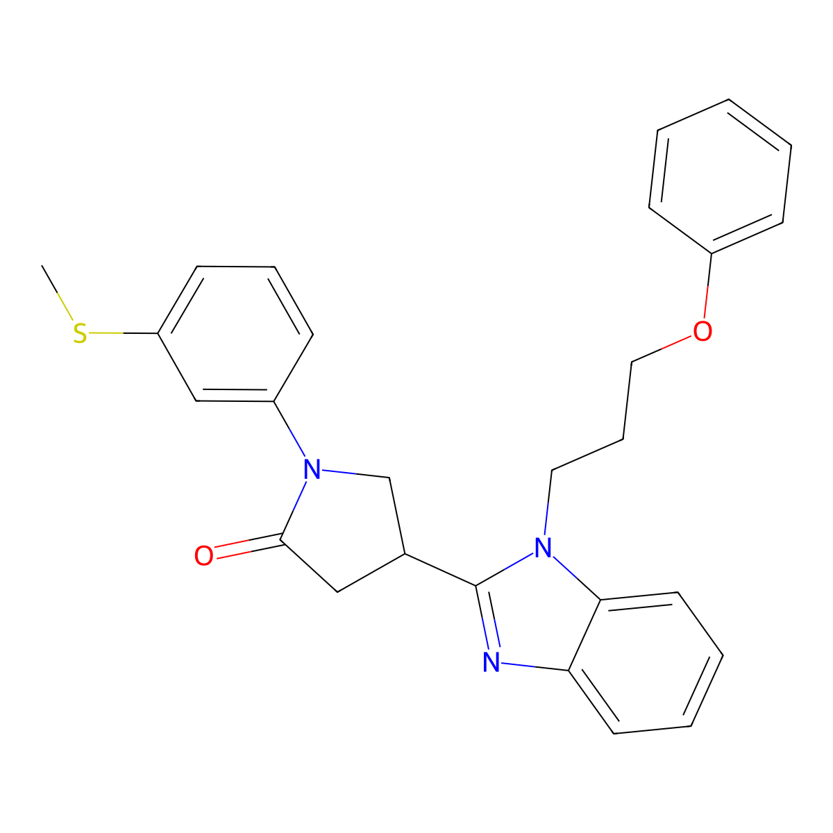 1-(3-(methylthio)phenyl)-4-(1-(3-phenoxypropyl)-1H-benzo[d]imidazol-2-yl)pyrrolidin-2-one molecular structure, CAS 847397-83-5