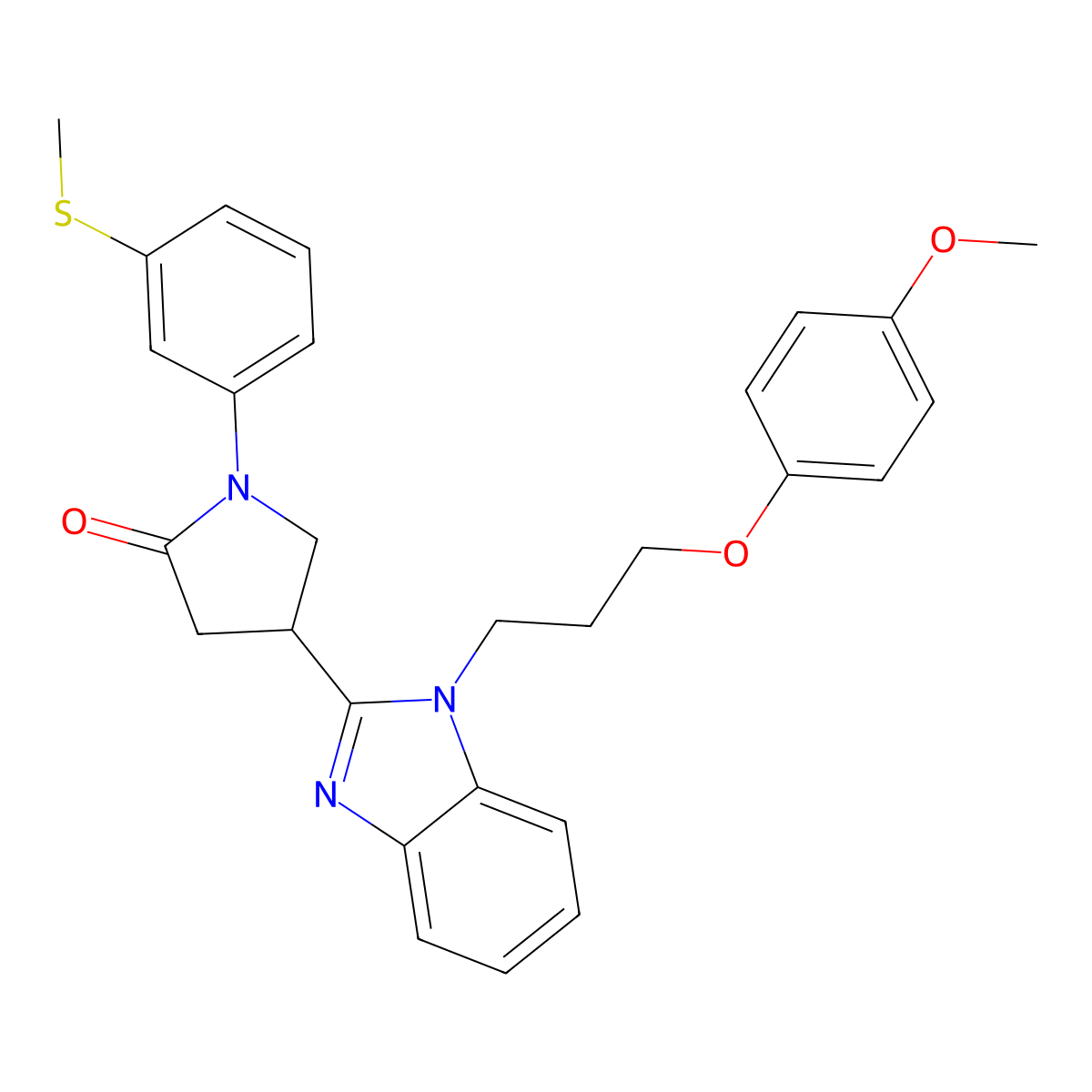 4-{1-[3-(4-methoxyphenoxy)propyl]-1H-benzimidazol-2-yl}-1-[3-(methylsulfanyl)phenyl]pyrrolidin-2-one molecular structure, CAS 847397-84-6