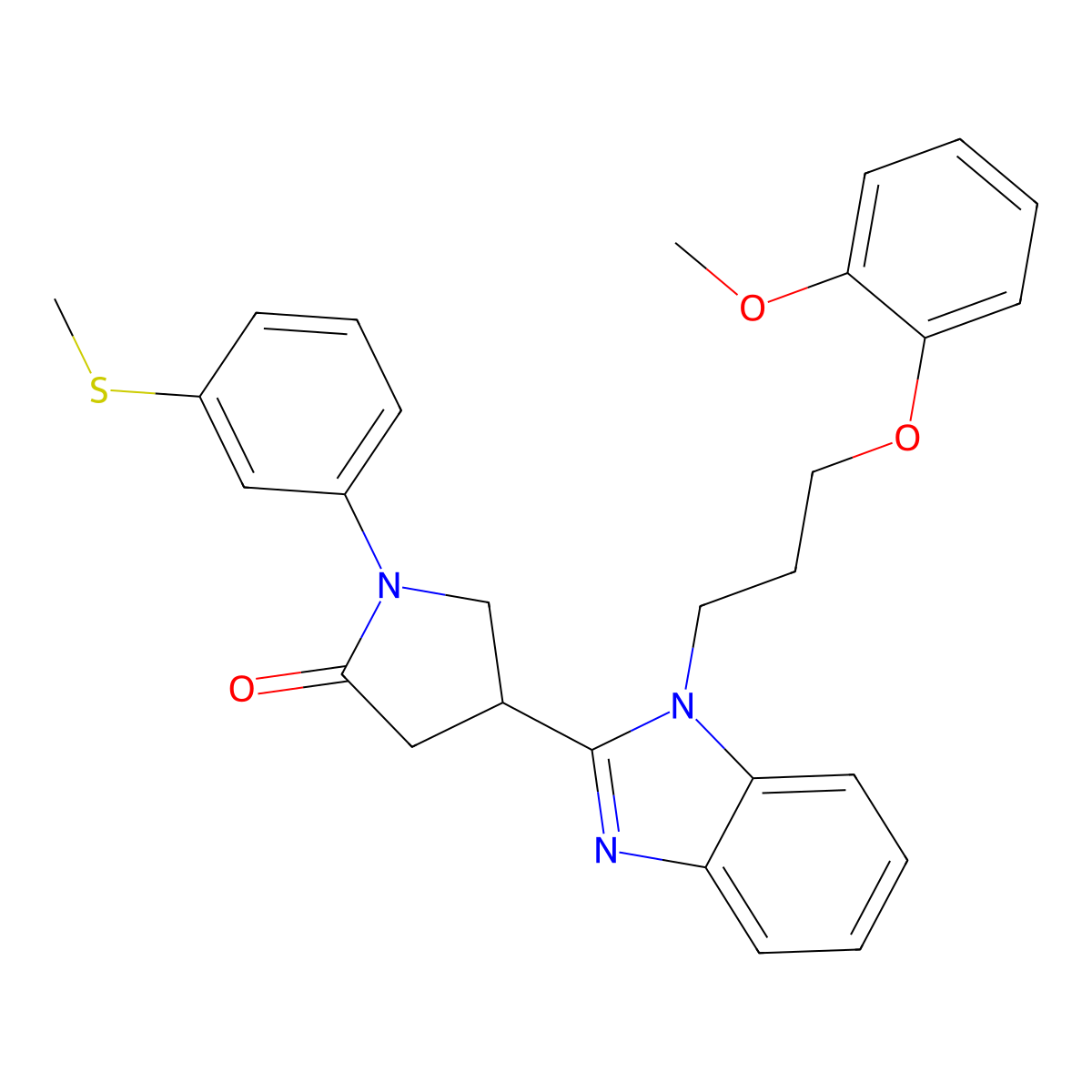 4-(1-(3-(2-methoxyphenoxy)propyl)-1H-benzo[d]imidazol-2-yl)-1-(3-(methylthio)phenyl)pyrrolidin-2-one molecular structure, CAS 847397-85-7