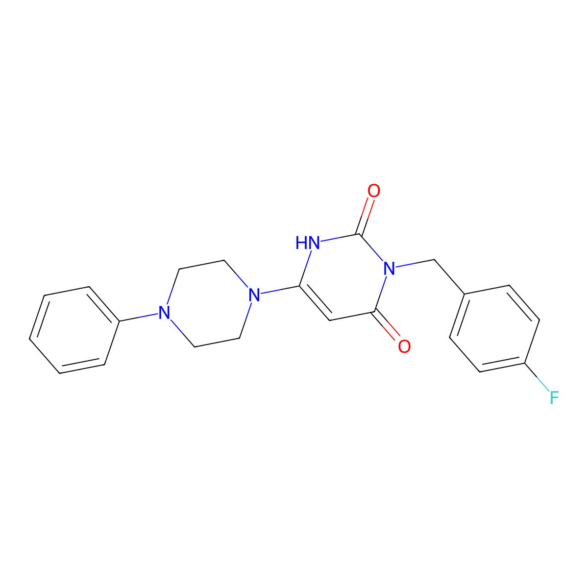 3-(4-fluorobenzyl)-6-(4-phenylpiperazin-1-yl)pyrimidine-2,4(1H,3H)-dione molecular structure, CAS 847397-99-3