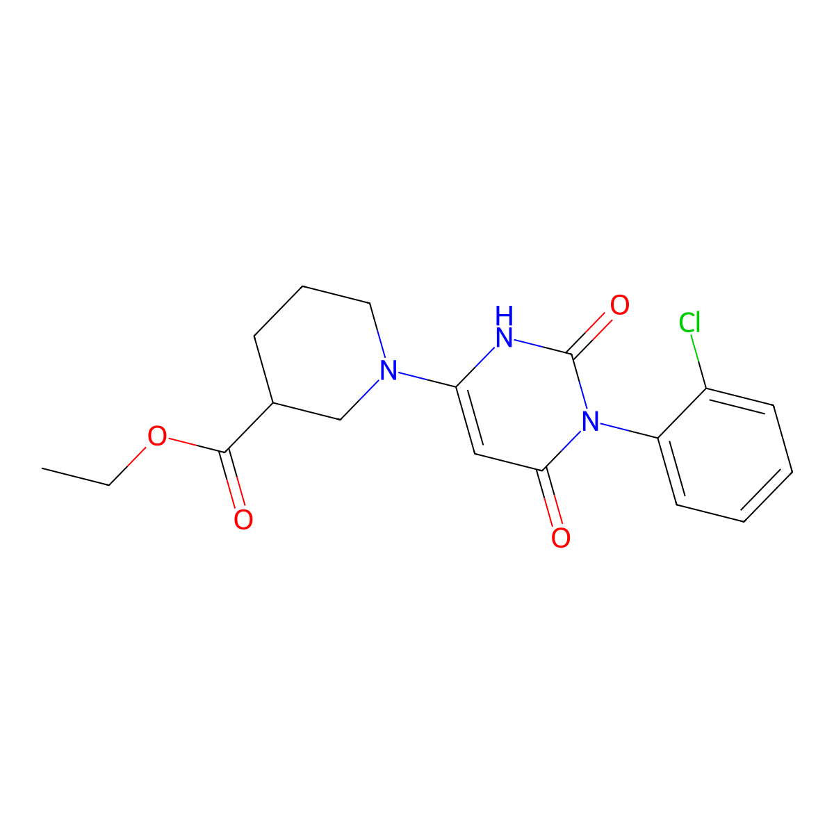 Ethyl 1-[1-(2-chlorophenyl)-2,6-dioxo-1,2,3,6-tetrahydropyrimidin-4-yl]piperidine-3-carboxylate molecular structure, CAS 847398-17-8