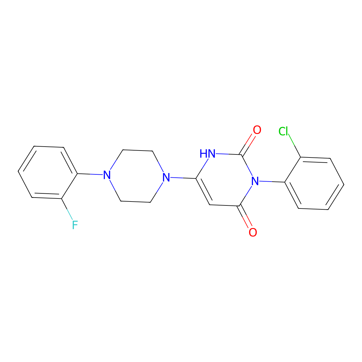 3-(2-Chlorophenyl)-6-[4-(2-fluorophenyl)piperazin-1-yl]-1,2,3,4-tetrahydropyrimidine-2,4-dione molecular structure, CAS 847398-27-0