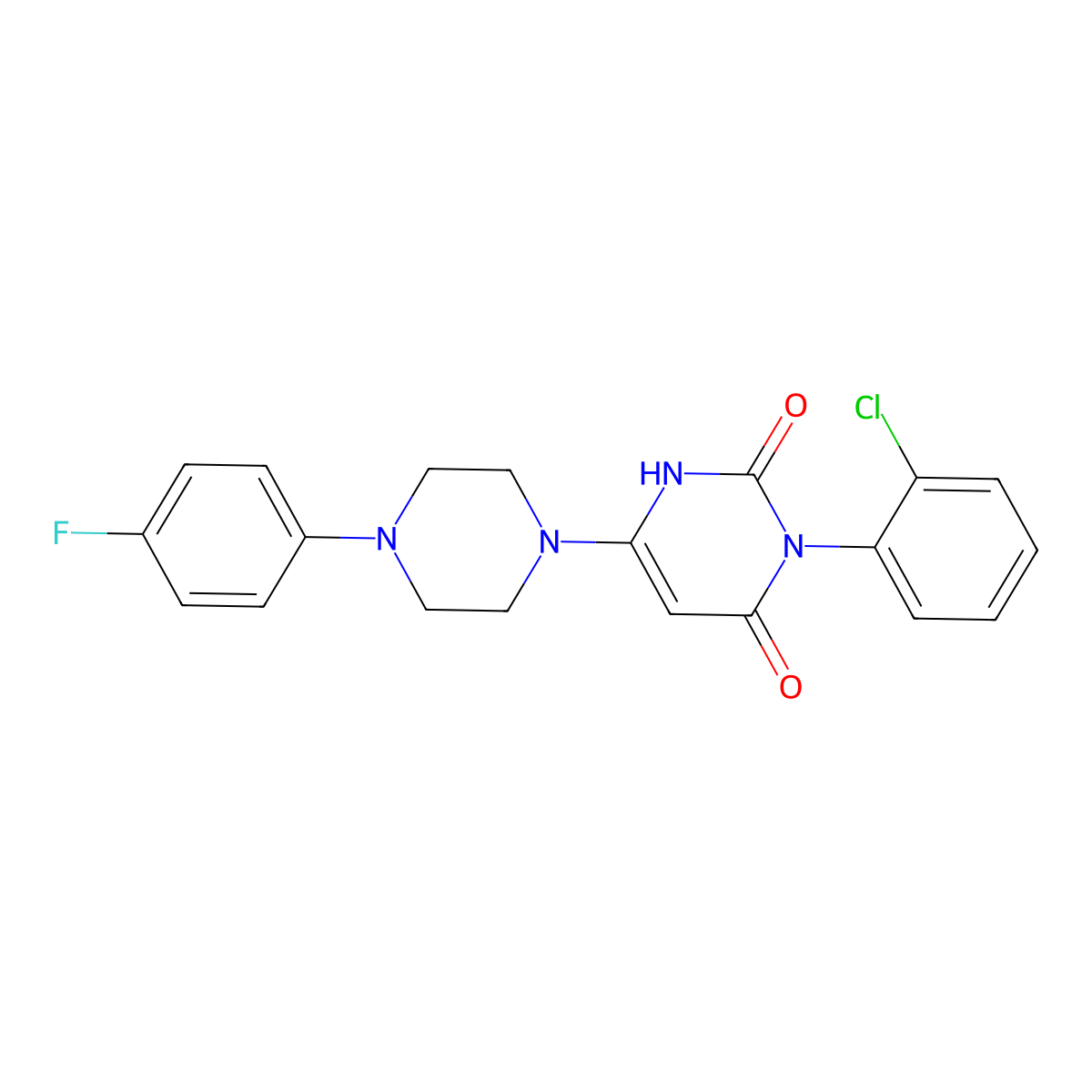 3-(2-chlorophenyl)-6-(4-(4-fluorophenyl)piperazin-1-yl)pyrimidine-2,4(1H,3H)-dione molecular structure, CAS 847398-28-1