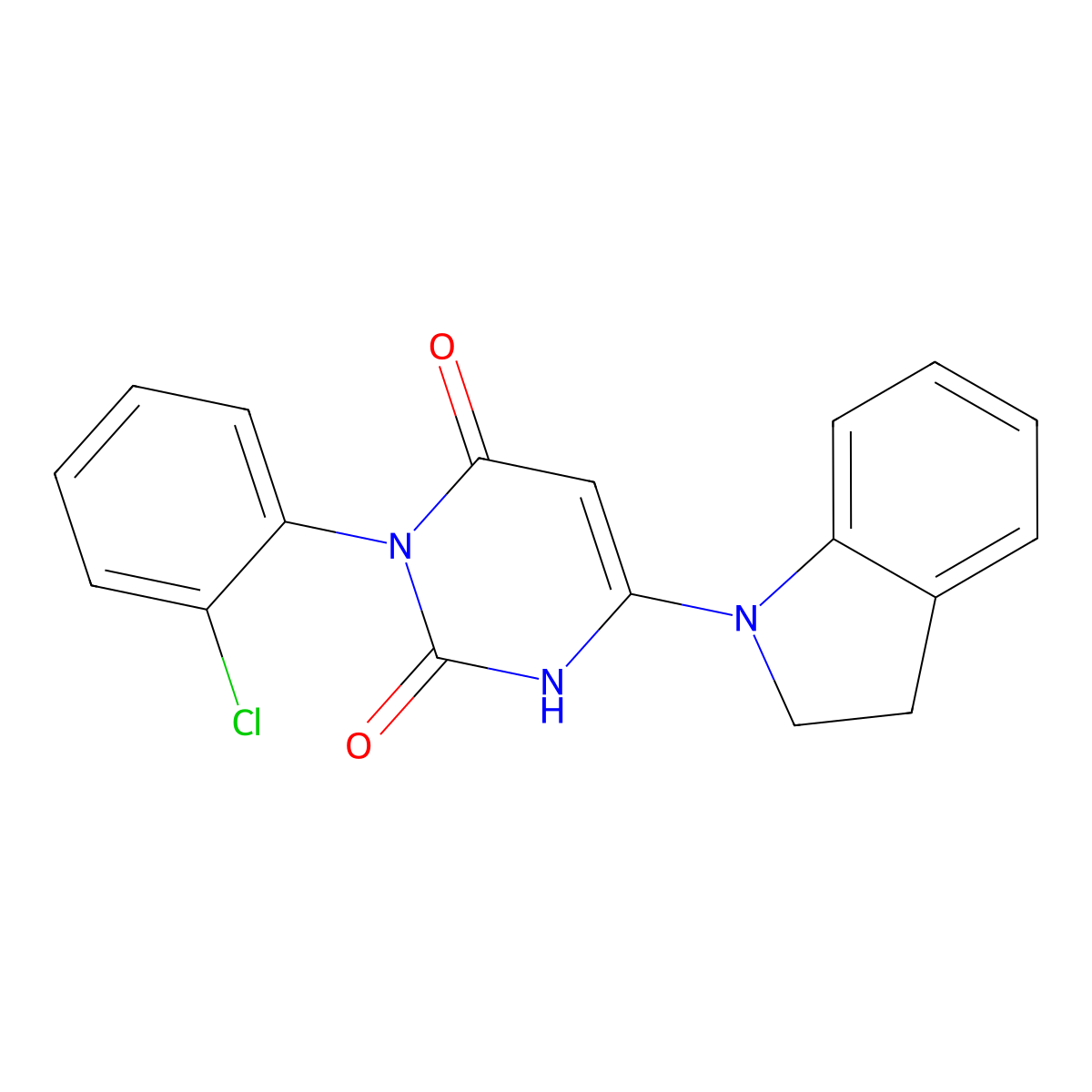 3-(2-chlorophenyl)-6-(2,3-dihydroindol-1-yl)-1H-pyrimidine-2,4-dione molecular structure, CAS 847398-33-8