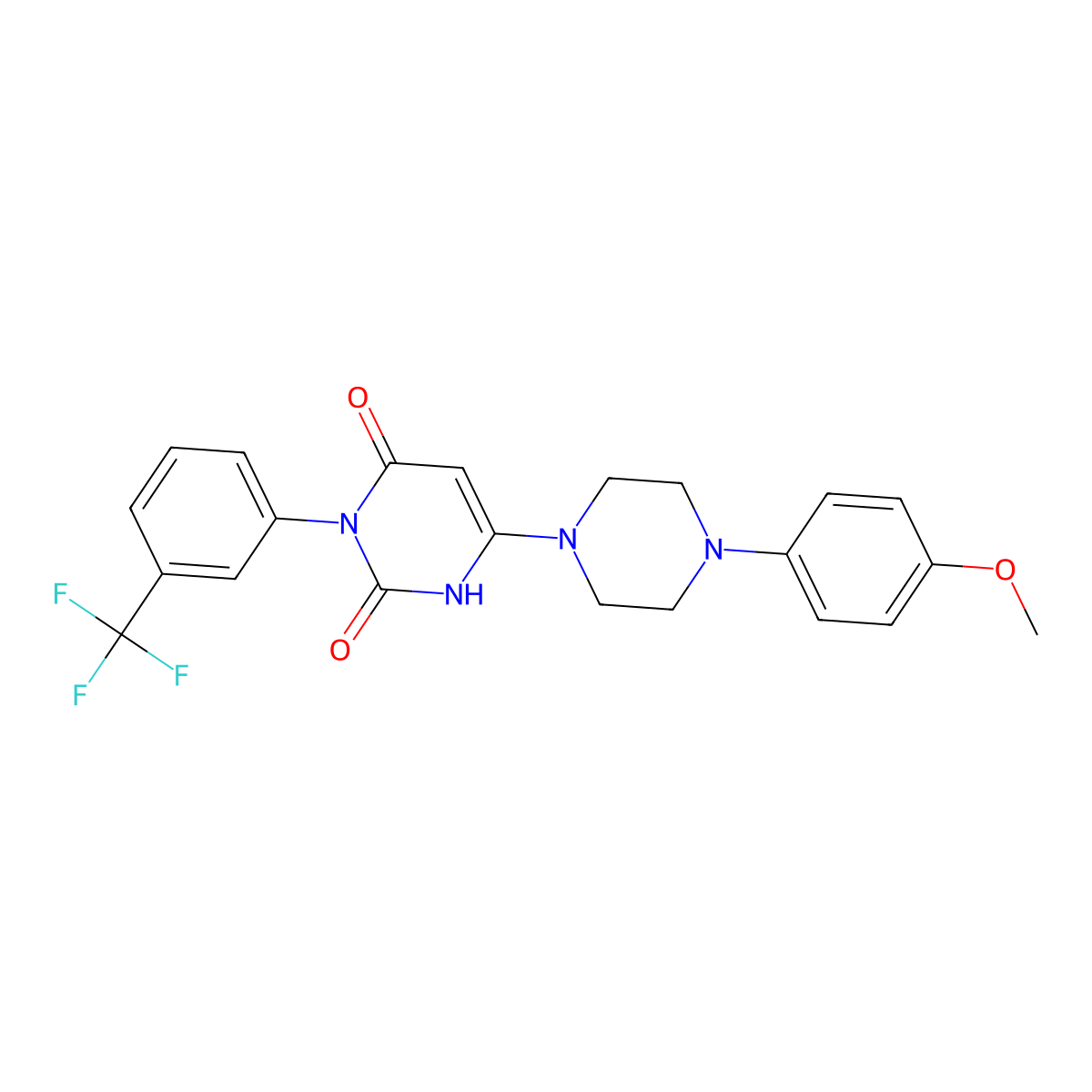 6-[4-(4-Methoxyphenyl)piperazin-1-yl]-3-[3-(trifluoromethyl)phenyl]-1,2,3,4-tetrahydropyrimidine-2,4-dione molecular structure, CAS 847398-36-1