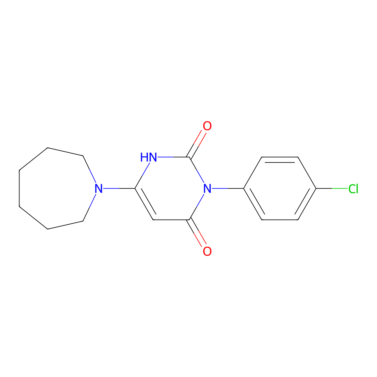 6-(azepan-1-yl)-3-(4-chlorophenyl)-1H-pyrimidine-2,4-dione molecular structure, CAS 847398-37-2