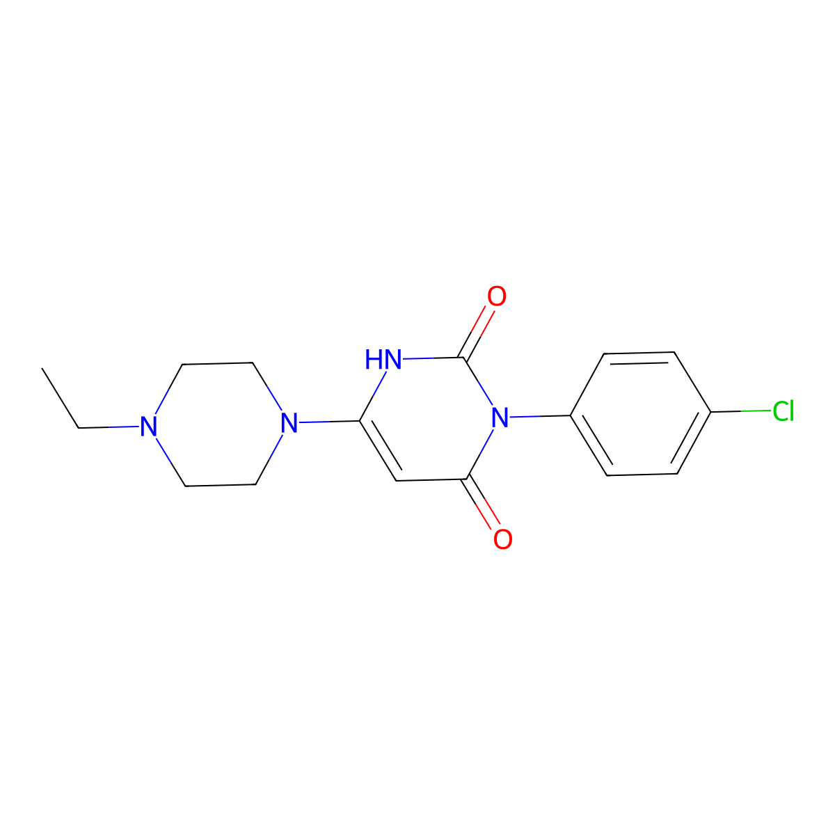 3-(4-chlorophenyl)-6-(4-ethylpiperazin-1-yl)-1H-pyrimidine-2,4-dione molecular structure, CAS 847398-42-9