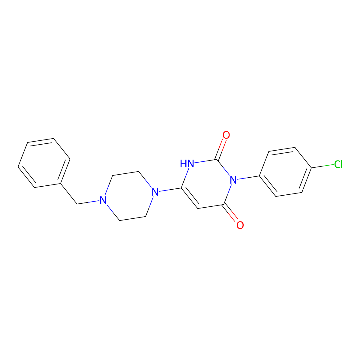 6-(4-Benzylpiperazin-1-yl)-3-(4-chlorophenyl)-1,2,3,4-tetrahydropyrimidine-2,4-dione molecular structure, CAS 847398-45-2