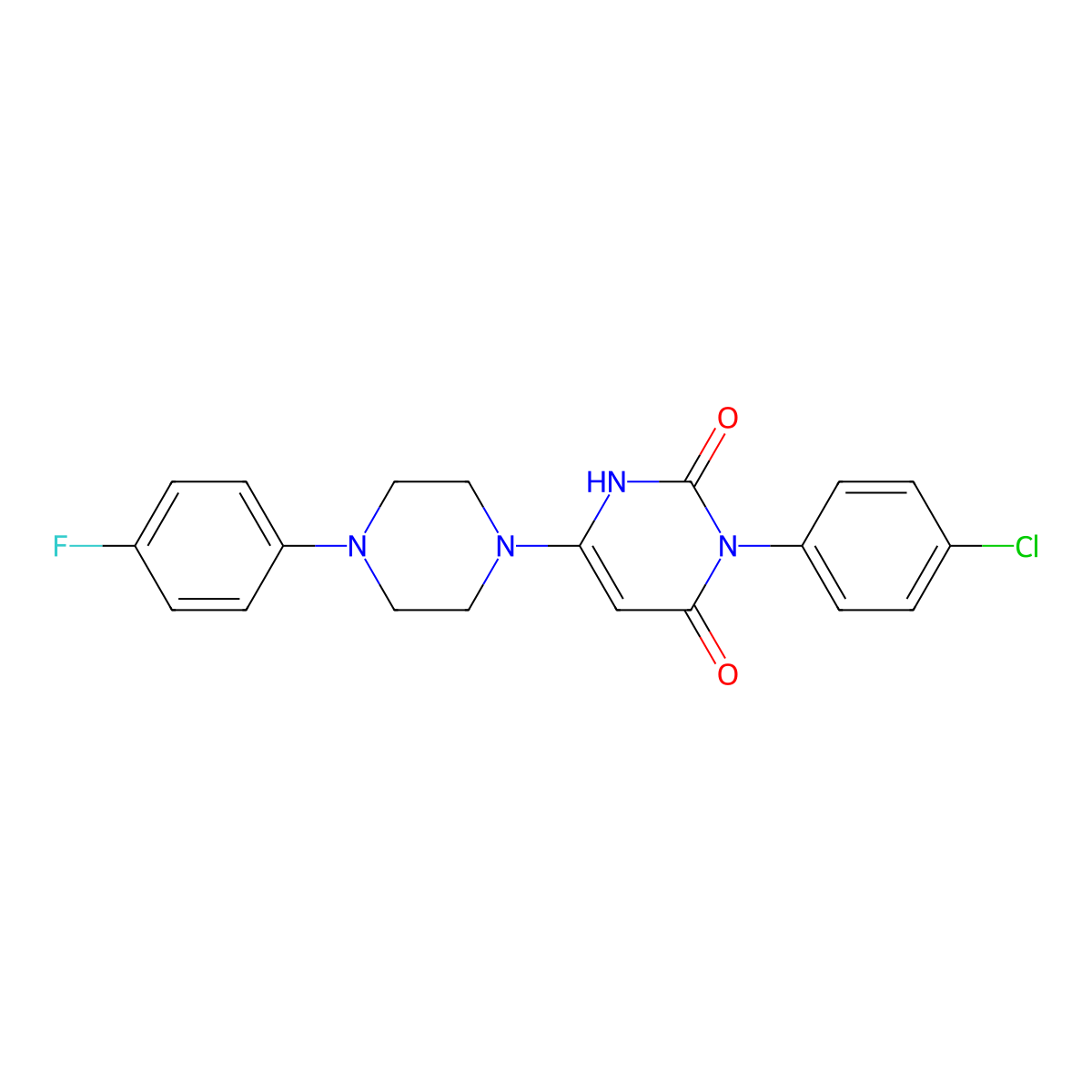 3-(4-chlorophenyl)-6-(4-(4-fluorophenyl)piperazin-1-yl)pyrimidine-2,4(1H,3H)-dione molecular structure, CAS 847398-47-4