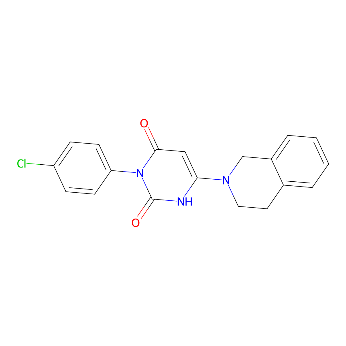 3-(4-chlorophenyl)-6-(3,4-dihydroisoquinolin-2(1H)-yl)pyrimidine-2,4(1H,3H)-dione molecular structure, CAS 847398-51-0