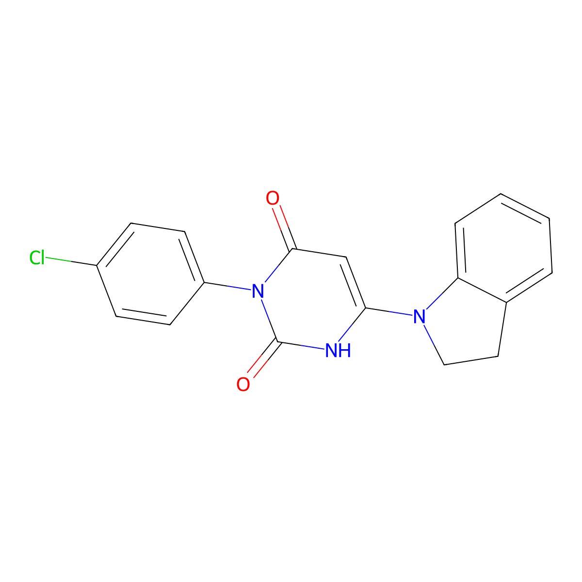 3-(4-chlorophenyl)-6-(indolin-1-yl)pyrimidine-2,4(1H,3H)-dione molecular structure, CAS 847398-55-4