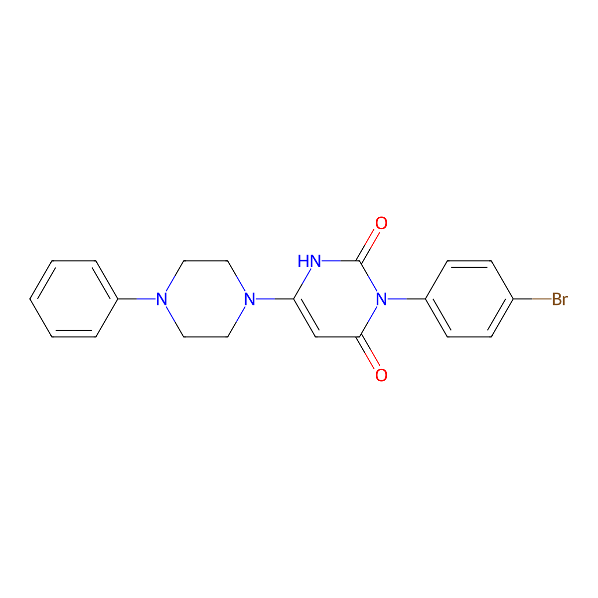 3-(4-Bromophenyl)-6-(4-phenylpiperazin-1-YL)-1,2,3,4-tetrahydropyrimidine-2,4-dione molecular structure, CAS 847398-83-8