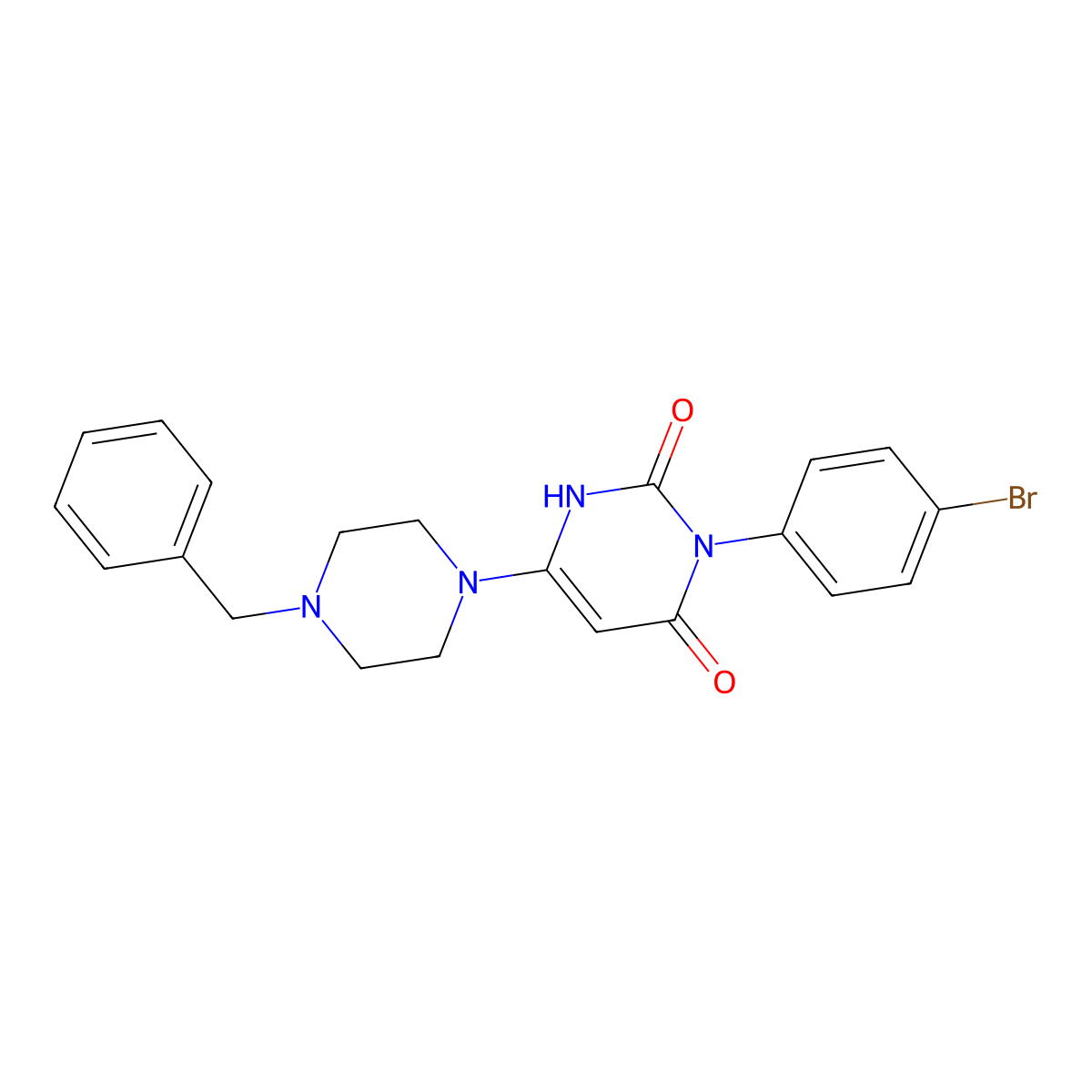 6-(4-benzylpiperazin-1-yl)-3-(4-bromophenyl)-1H-pyrimidine-2,4-dione molecular structure, CAS 847398-85-0