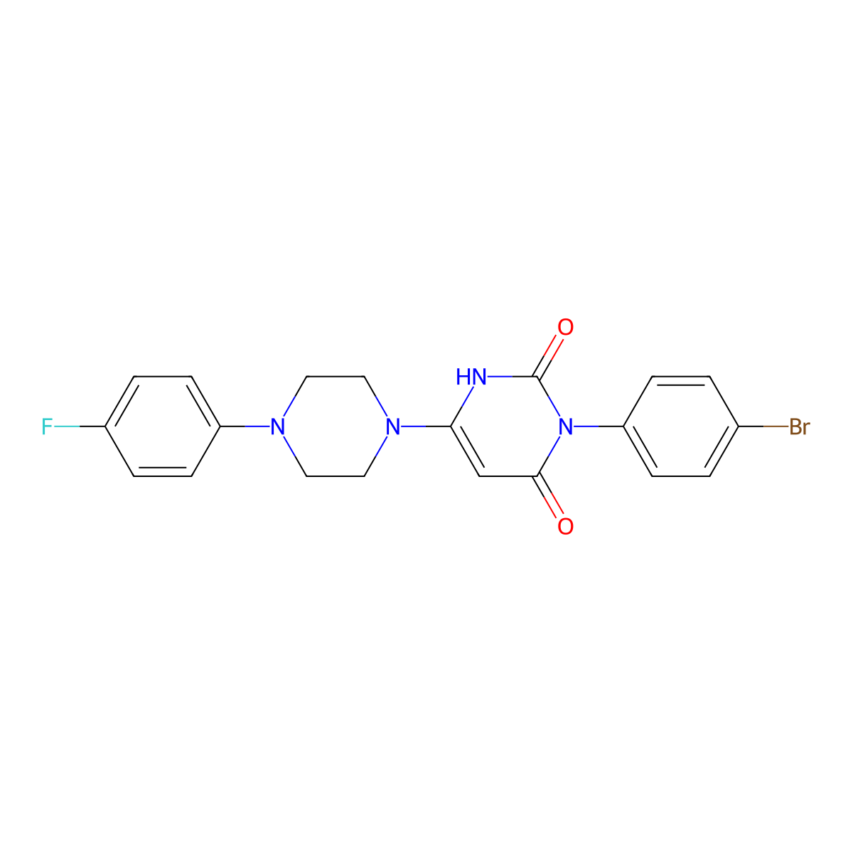 3-(4-bromophenyl)-6-(4-(4-fluorophenyl)piperazin-1-yl)pyrimidine-2,4(1H,3H)-dione molecular structure, CAS 847398-87-2