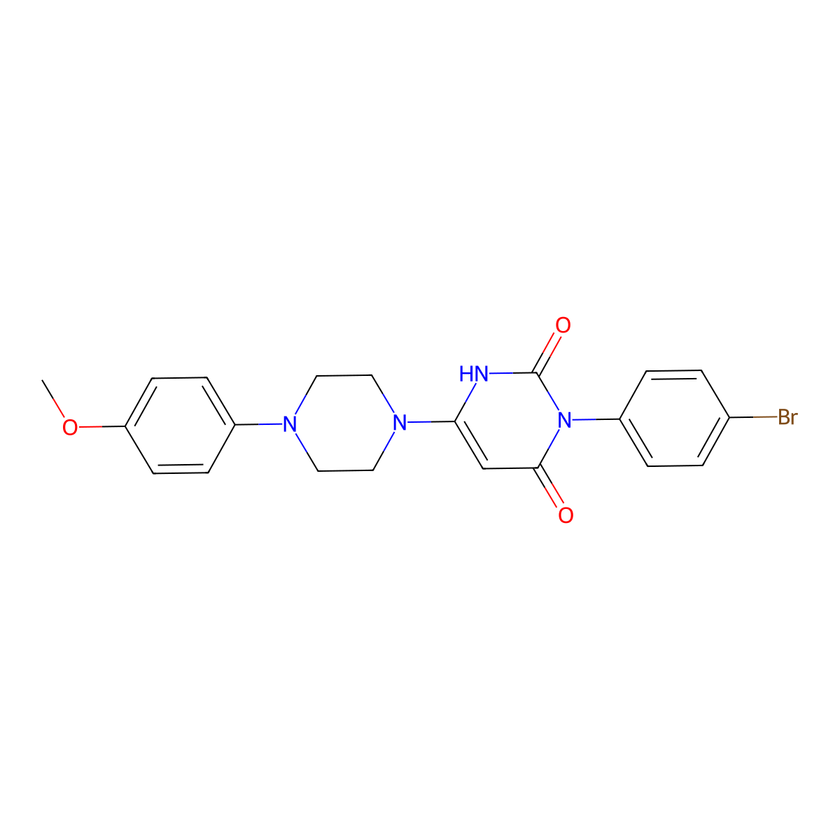 3-(4-Bromophenyl)-6-[4-(4-methoxyphenyl)piperazin-1-yl]-1,2,3,4-tetrahydropyrimidine-2,4-dione molecular structure, CAS 847398-88-3