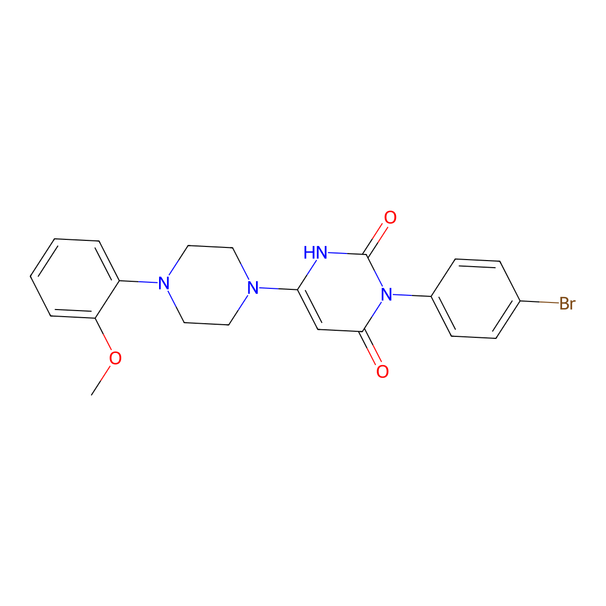 3-(4-bromophenyl)-6-(4-(2-methoxyphenyl)piperazin-1-yl)pyrimidine-2,4(1H,3H)-dione molecular structure, CAS 847398-89-4