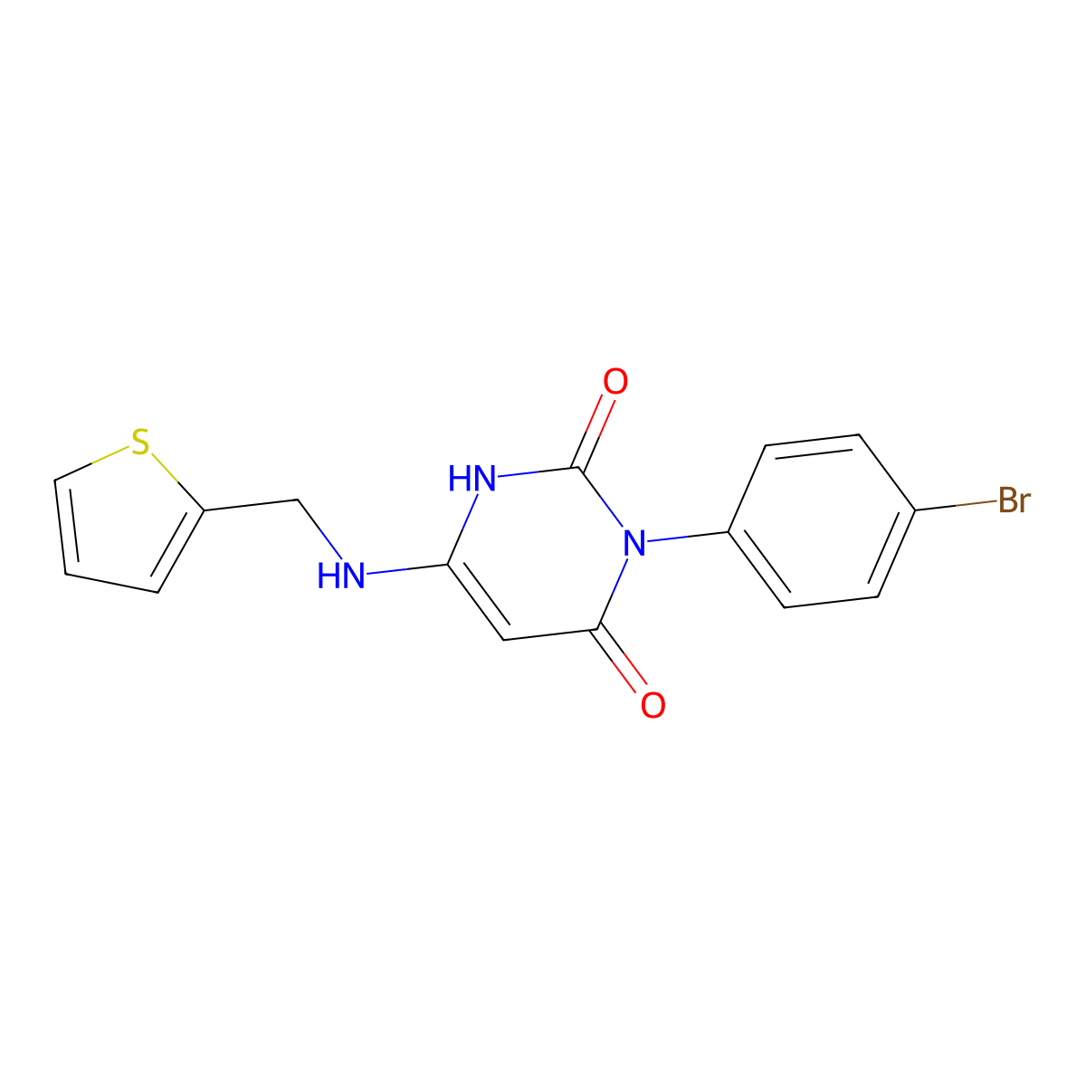 3-(4-bromophenyl)-6-(thiophen-2-ylmethylamino)-1H-pyrimidine-2,4-dione molecular structure, CAS 847398-92-9