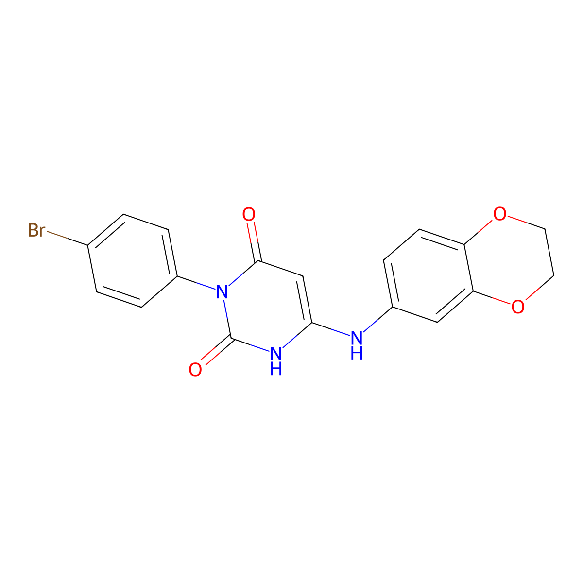 3-(4-bromophenyl)-6-((2,3-dihydrobenzo[b][1,4]dioxin-6-yl)amino)pyrimidine-2,4(1H,3H)-dione molecular structure, CAS 847398-95-2