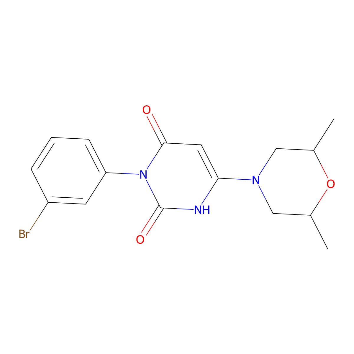 3-(3-bromophenyl)-6-(2,6-dimethylmorpholin-4-yl)-1H-pyrimidine-2,4-dione molecular structure, CAS 847398-96-3
