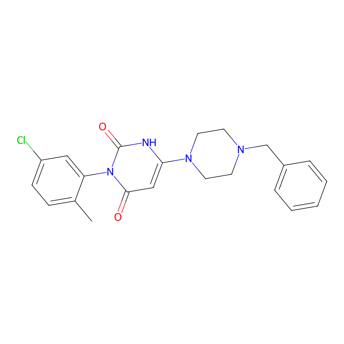 6-(4-benzylpiperazin-1-yl)-3-(5-chloro-2-methylphenyl)pyrimidine-2,4(1H,3H)-dione molecular structure, CAS 847399-03-5