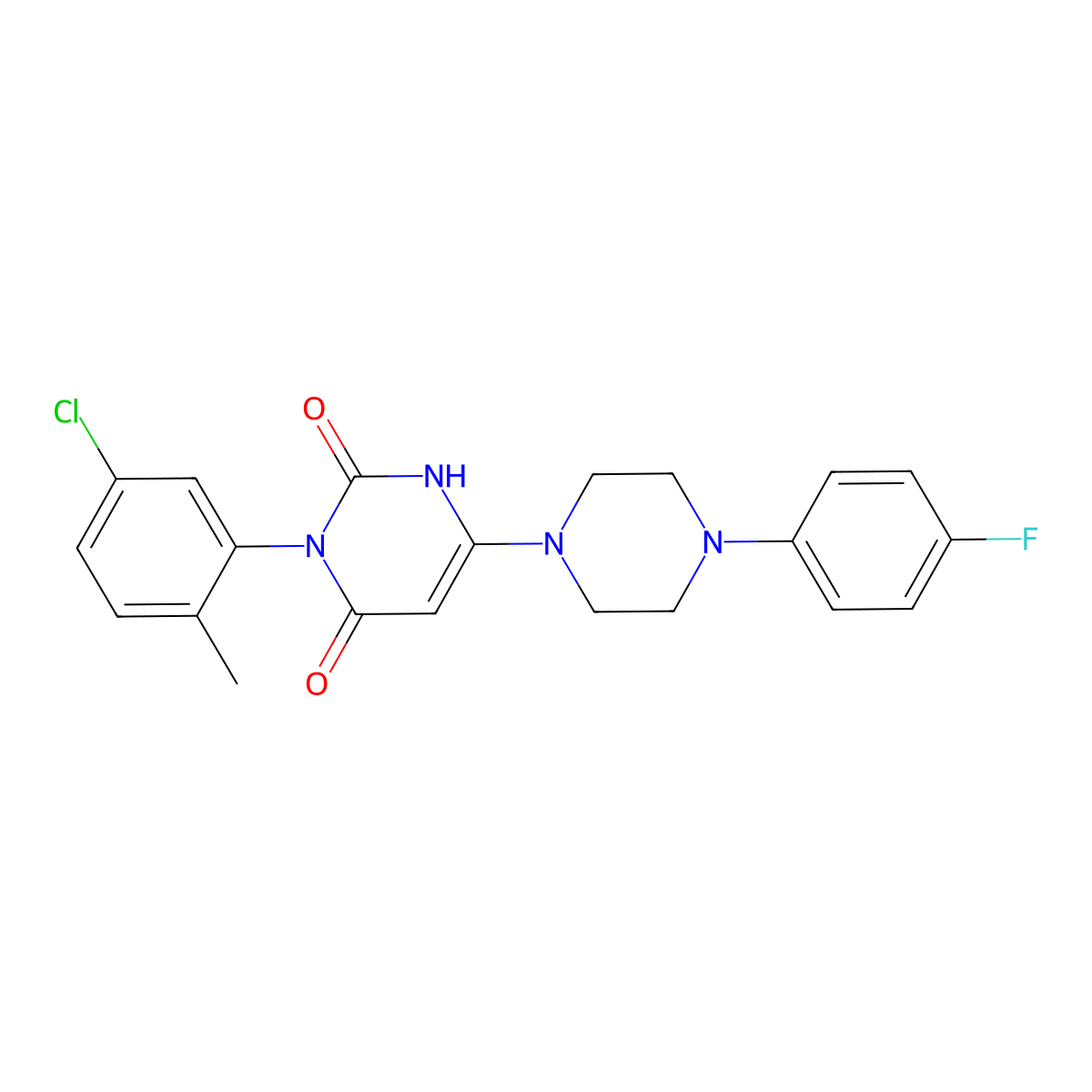 3-(5-chloro-2-methylphenyl)-6-(4-(4-fluorophenyl)piperazin-1-yl)pyrimidine-2,4(1H,3H)-dione molecular structure, CAS 847399-19-3