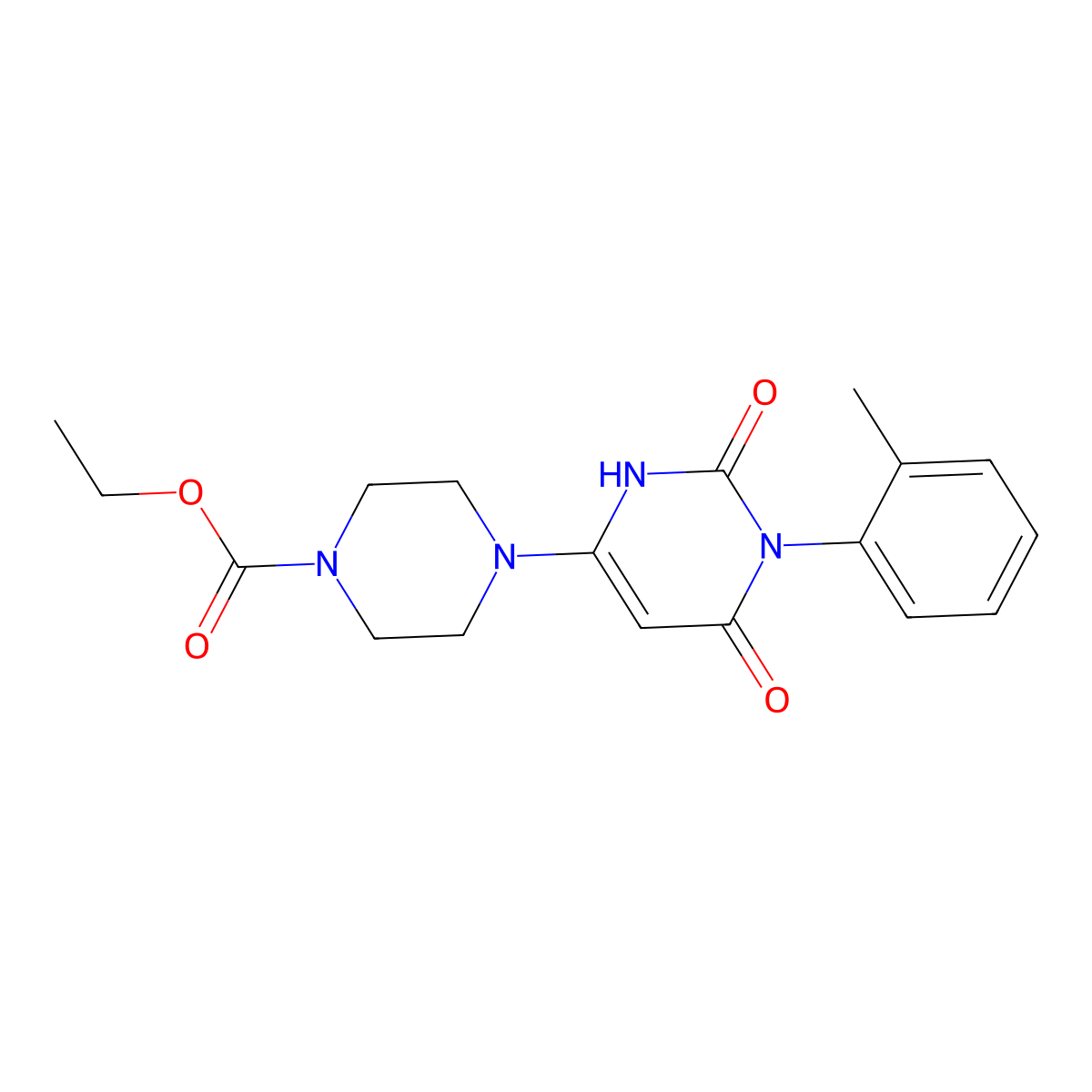 ethyl 4-[3-(2-methylphenyl)-2,4-dioxo-1H-pyrimidin-6-yl]piperazine-1-carboxylate molecular structure, CAS 847399-27-3