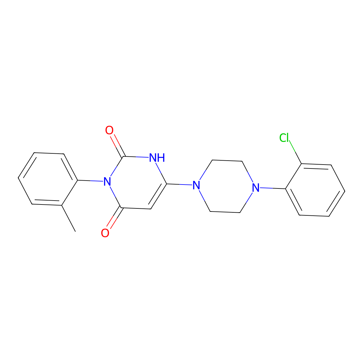 6-(4-(2-chlorophenyl)piperazin-1-yl)-3-(o-tolyl)pyrimidine-2,4(1H,3H)-dione molecular structure, CAS 847399-29-5