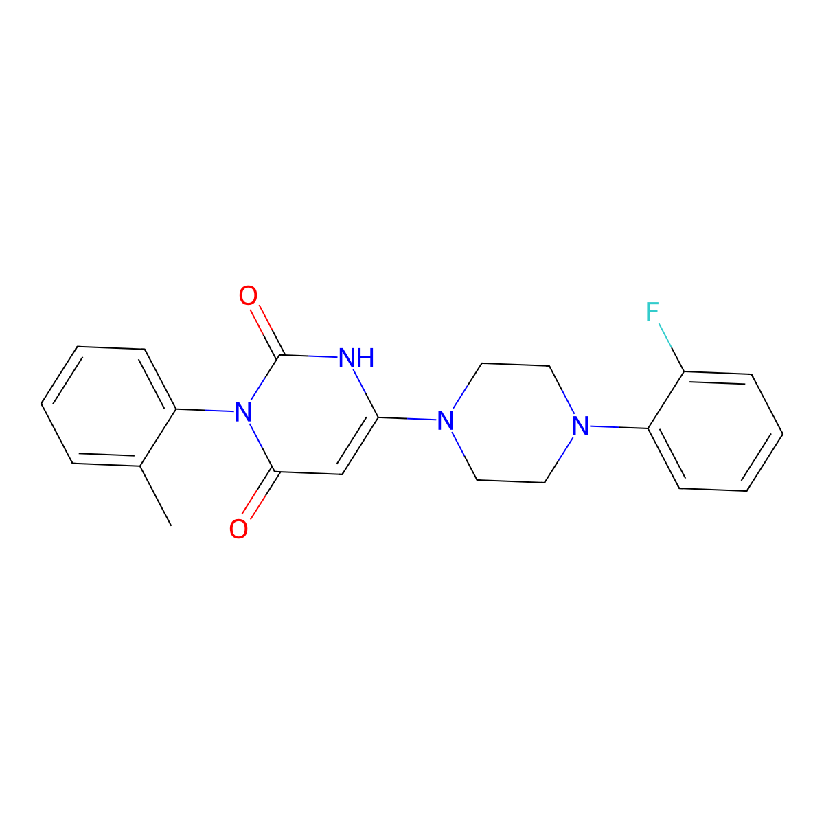 6-(4-(2-fluorophenyl)piperazin-1-yl)-3-(o-tolyl)pyrimidine-2,4(1H,3H)-dione molecular structure, CAS 847399-30-8