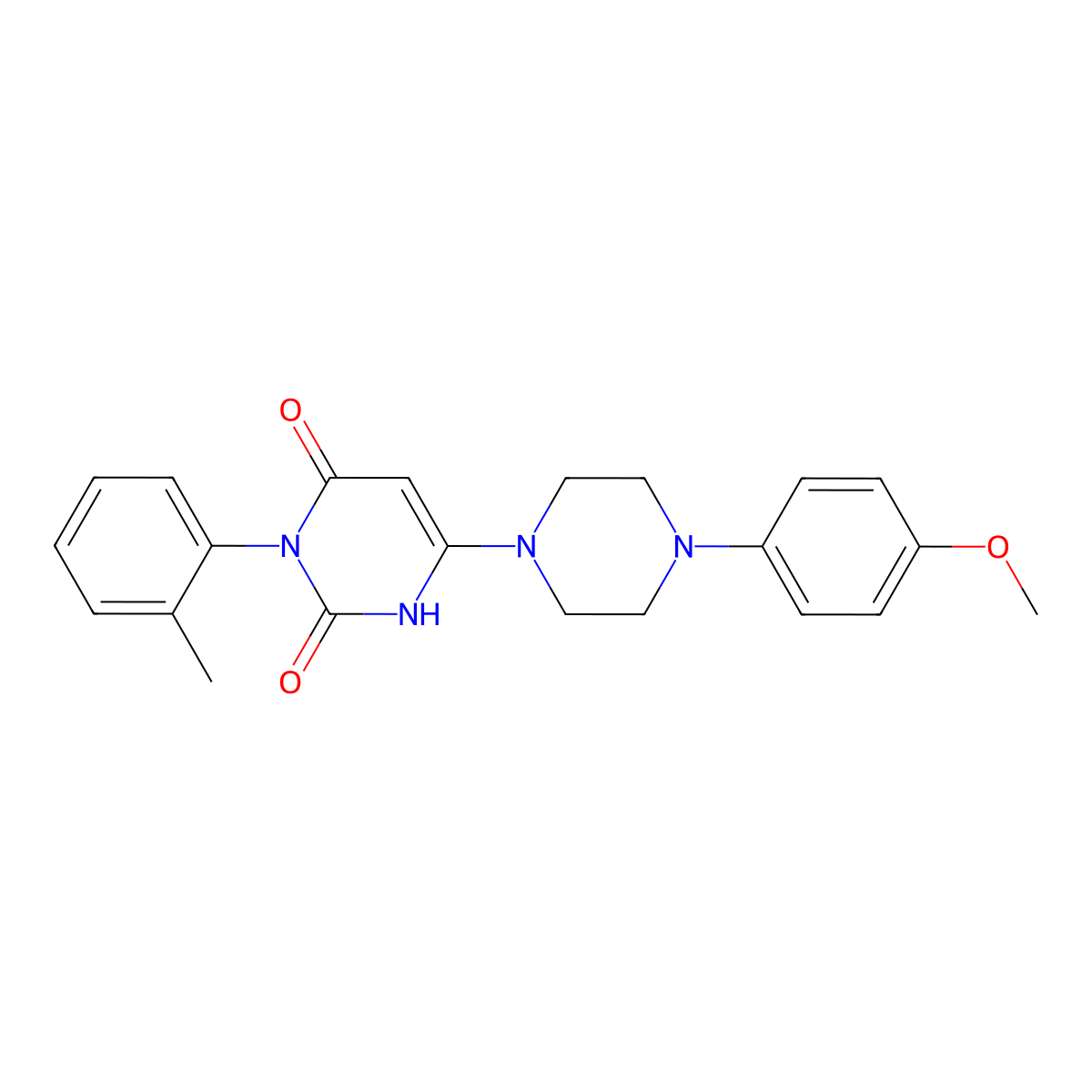 6-(4-(4-methoxyphenyl)piperazin-1-yl)-3-(o-tolyl)pyrimidine-2,4(1H,3H)-dione molecular structure, CAS 847399-32-0