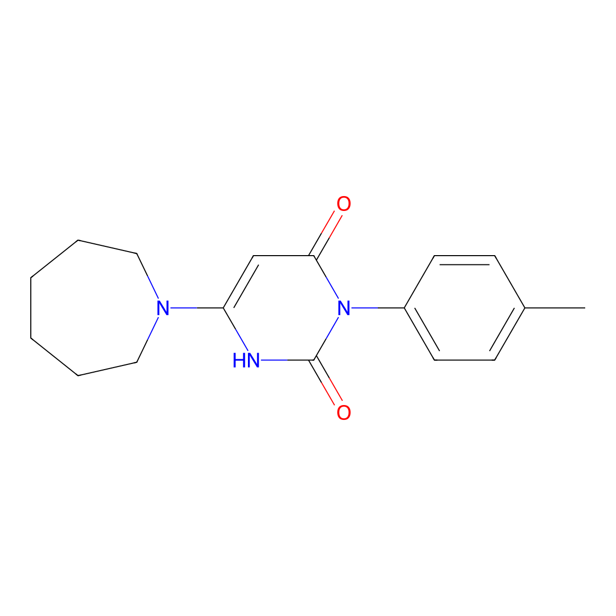 6-(azepan-1-yl)-3-(4-methylphenyl)-1H-pyrimidine-2,4-dione molecular structure, CAS 847399-41-1