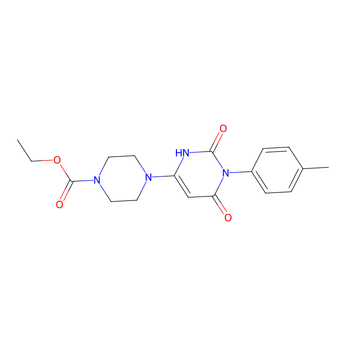 ethyl 4-[3-(4-methylphenyl)-2,4-dioxo-1H-pyrimidin-6-yl]piperazine-1-carboxylate molecular structure, CAS 847399-48-8