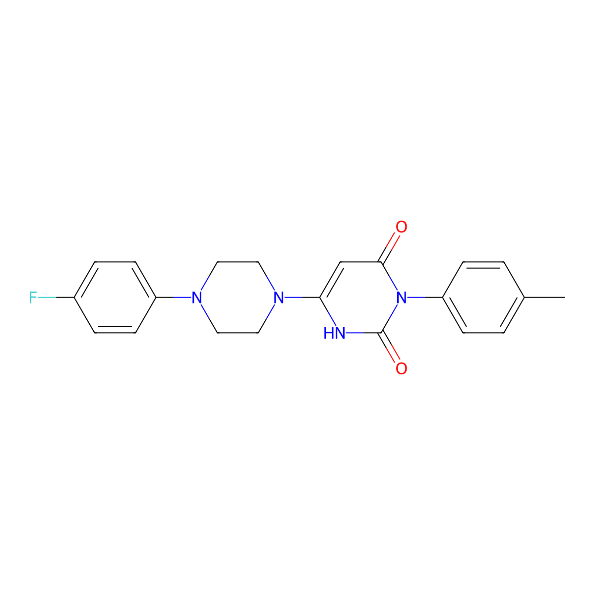 6-(4-(4-fluorophenyl)piperazin-1-yl)-3-(p-tolyl)pyrimidine-2,4(1H,3H)-dione molecular structure, CAS 847399-52-4