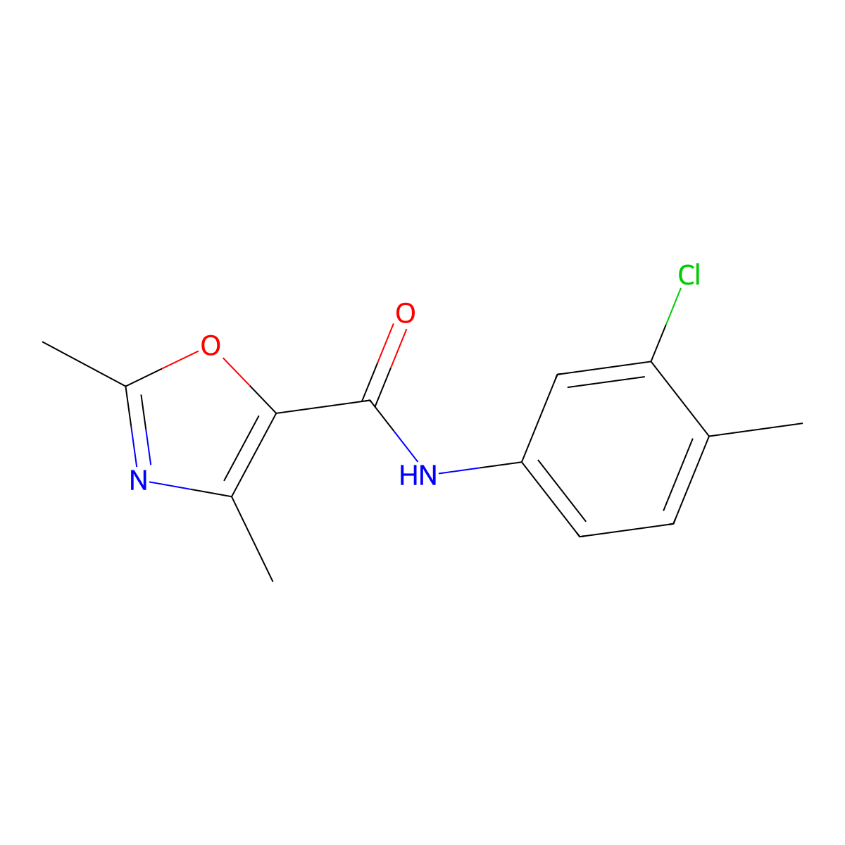 N-(3-chloro-4-methylphenyl)-2,4-dimethyl-1,3-oxazole-5-carboxamide molecular structure, CAS 847399-94-4