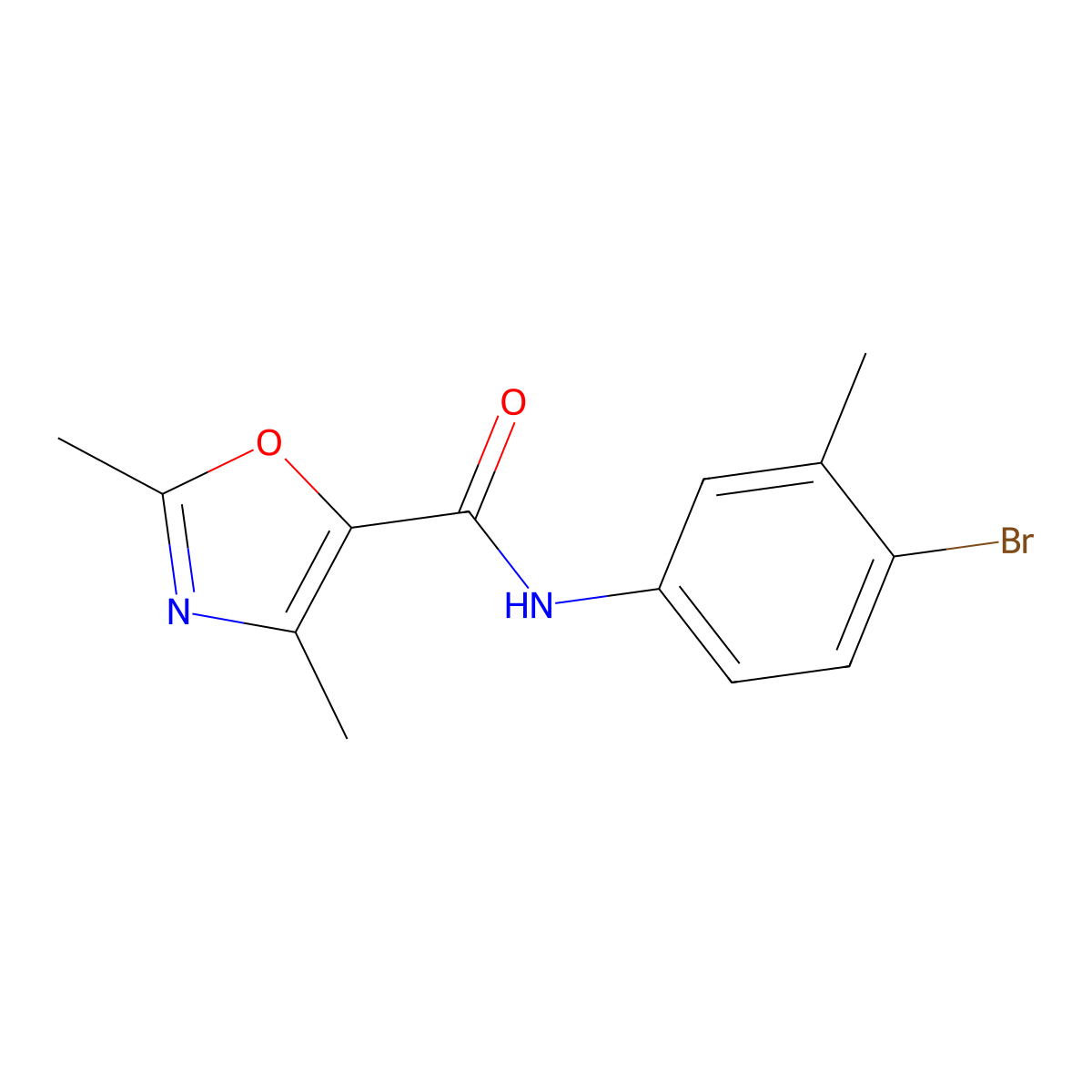 N-(4-bromo-3-methylphenyl)-2,4-dimethyloxazole-5-carboxamide molecular structure, CAS 847399-95-5