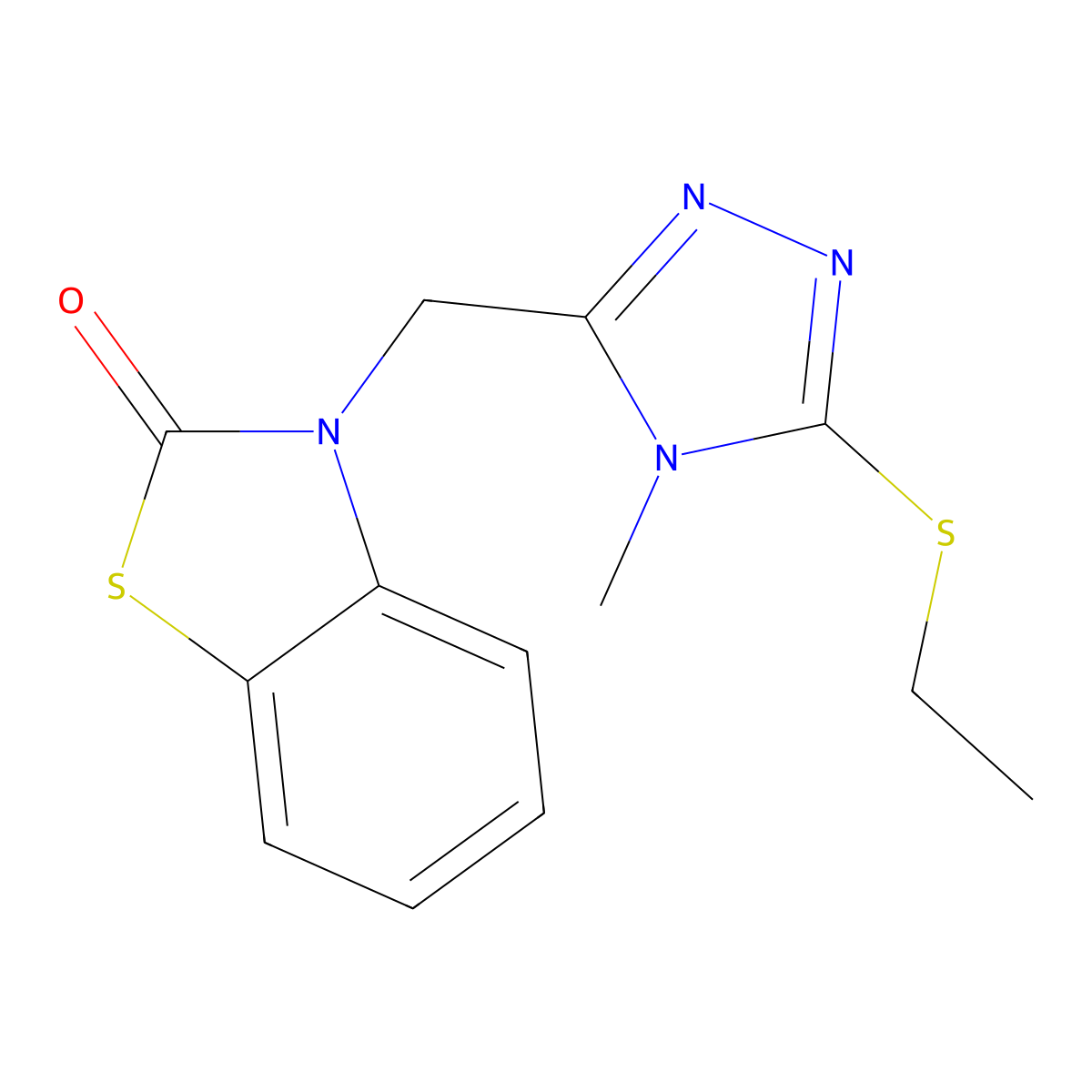 3-[(5-Ethylsulfanyl-4-methyl-1,2,4-triazol-3-yl)methyl]-1,3-benzothiazol-2-one molecular structure, CAS 847399-98-8